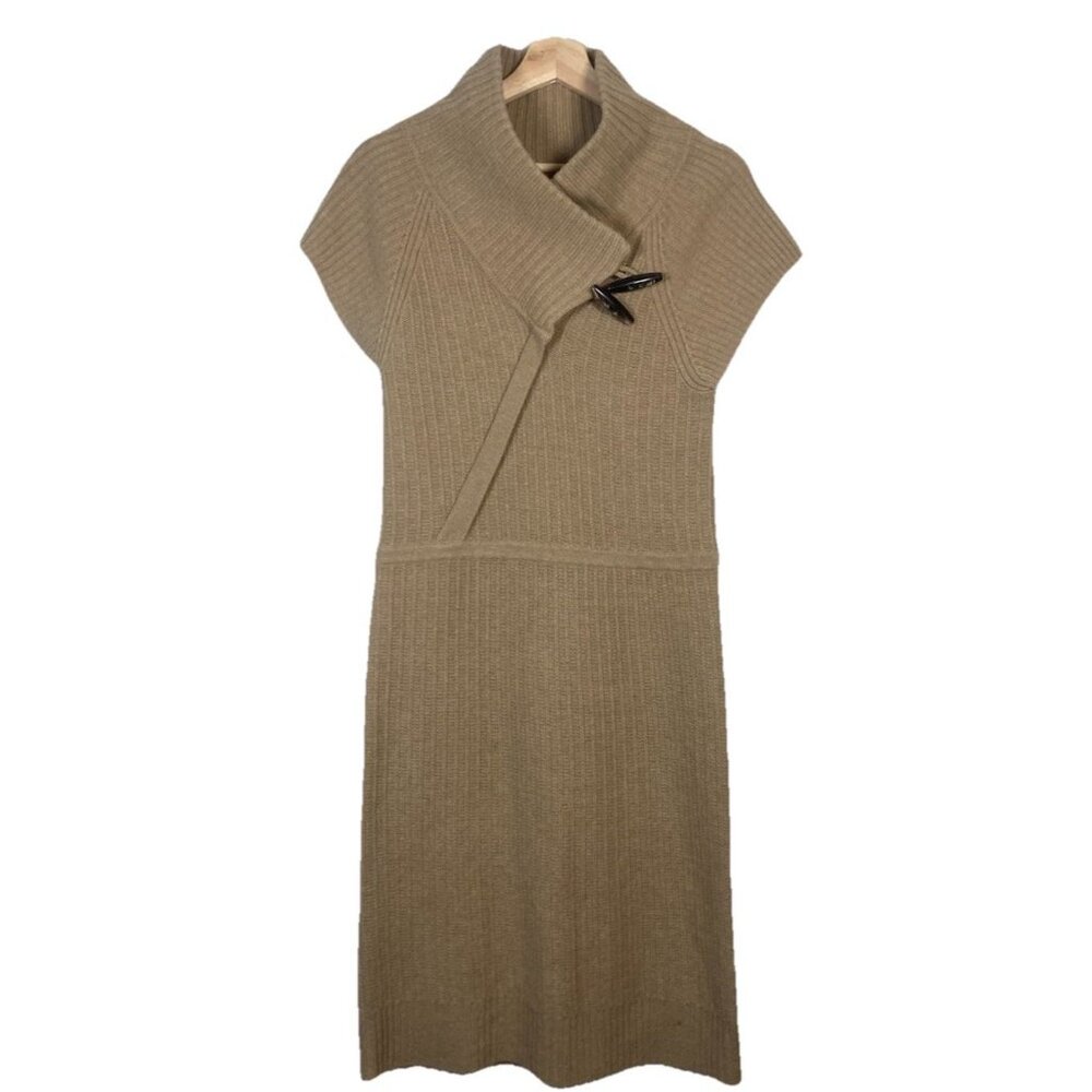 Diane von Furstenberg Tan Camel Brown 100% Wool Sweater Dress size S Knit Sheath